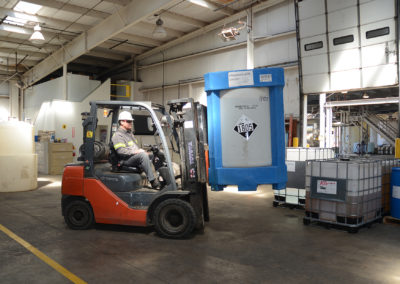 Red Forklift in Warehouse
